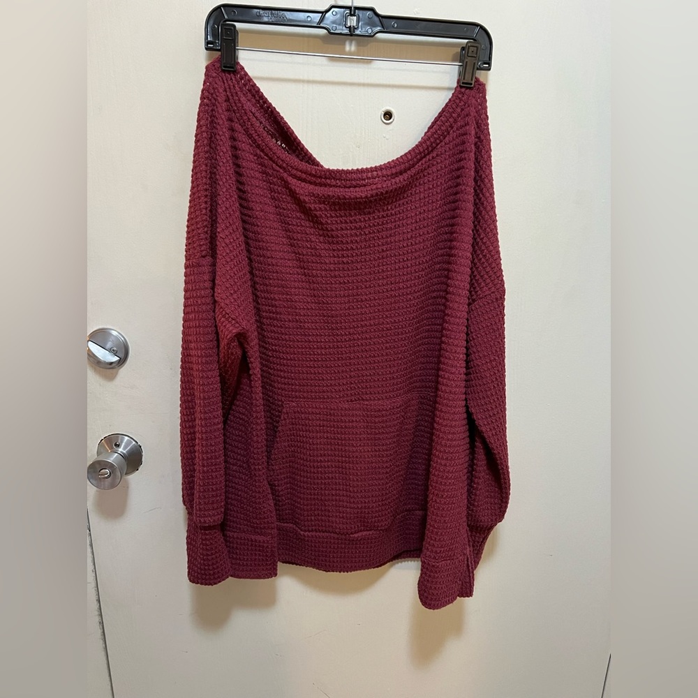 Burgundy Waffle Knit Top